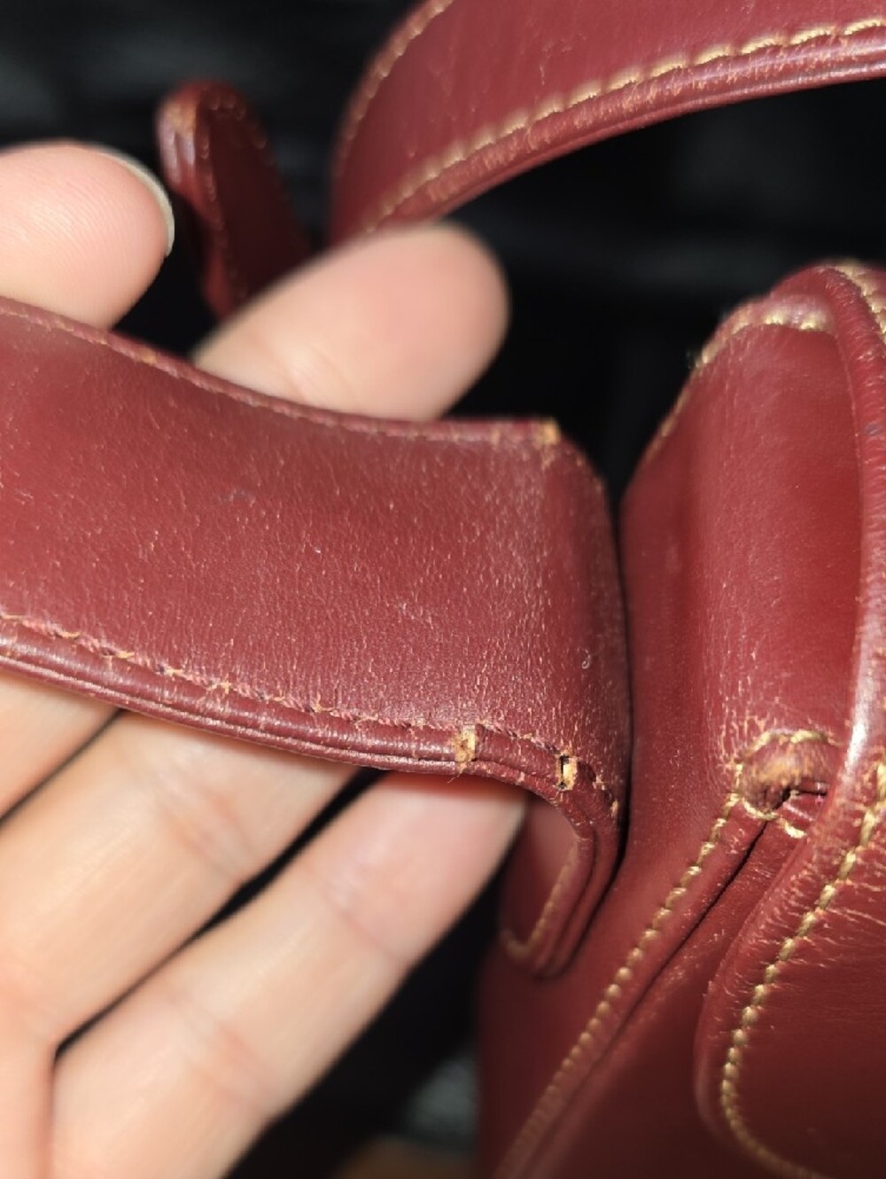 Vintage Cartier Burgundy Leather Crossbody Bag with Gold Turn-Lock - Picture 10 of 16